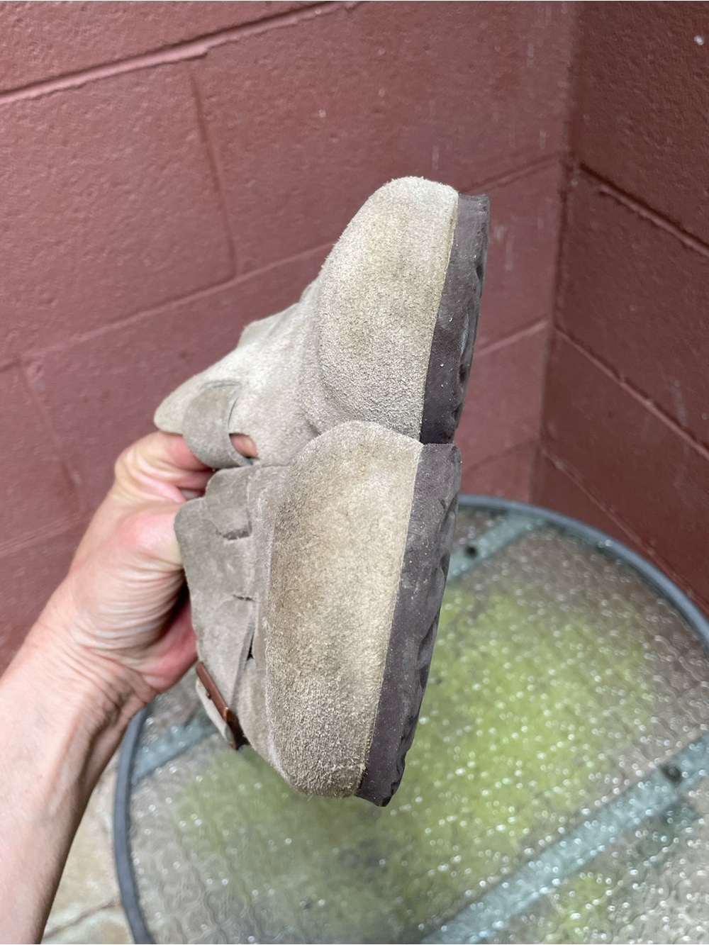 Birkenstock Boston Taupe Suede Soft Footbed Clogs Size 38 - Picture 11 of 12